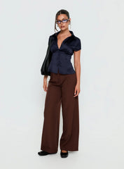 Cottesloe Satin Blouse Top Navy