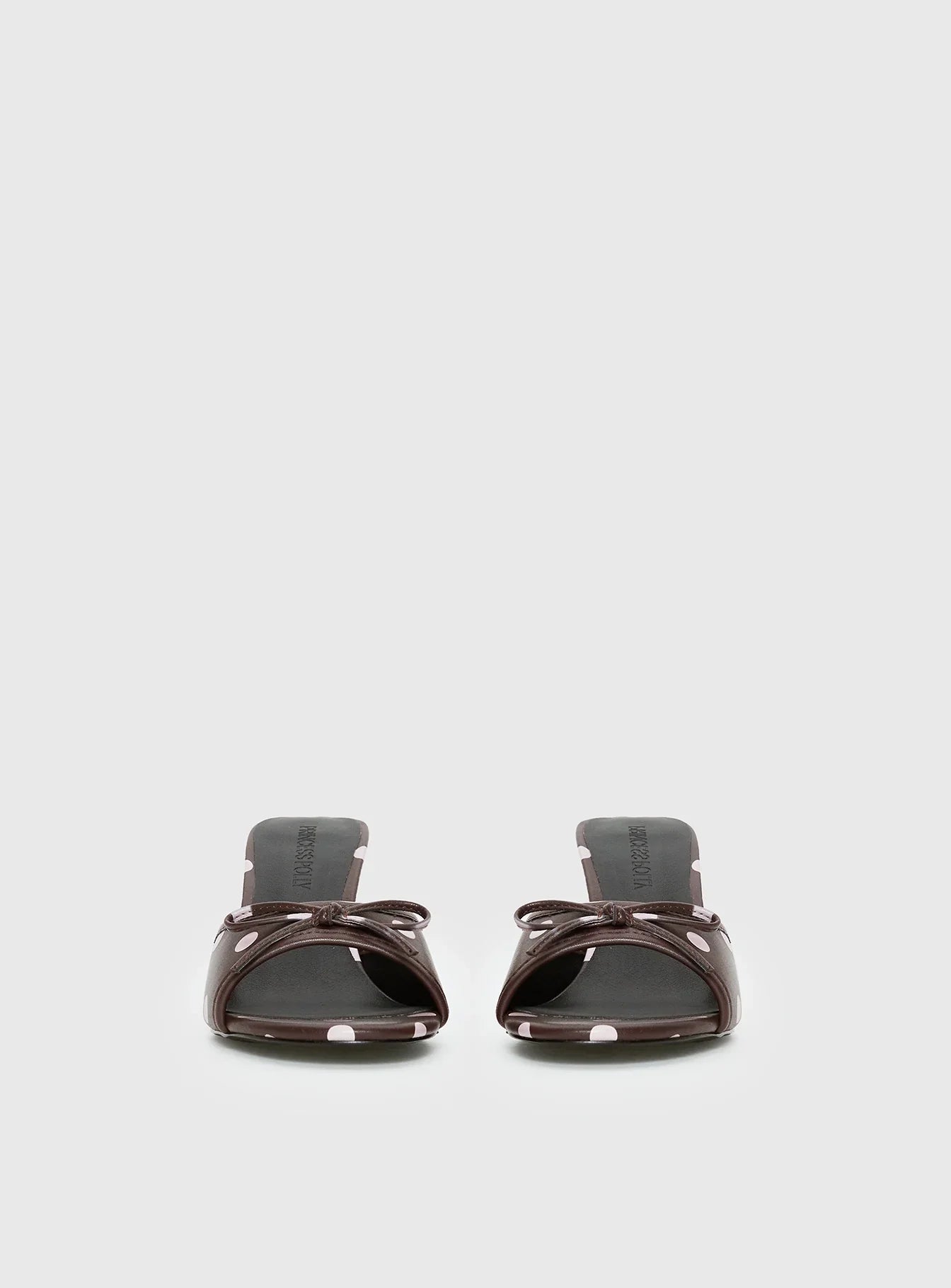 Etiquette Peep Toe Heels Brown Pink Polka