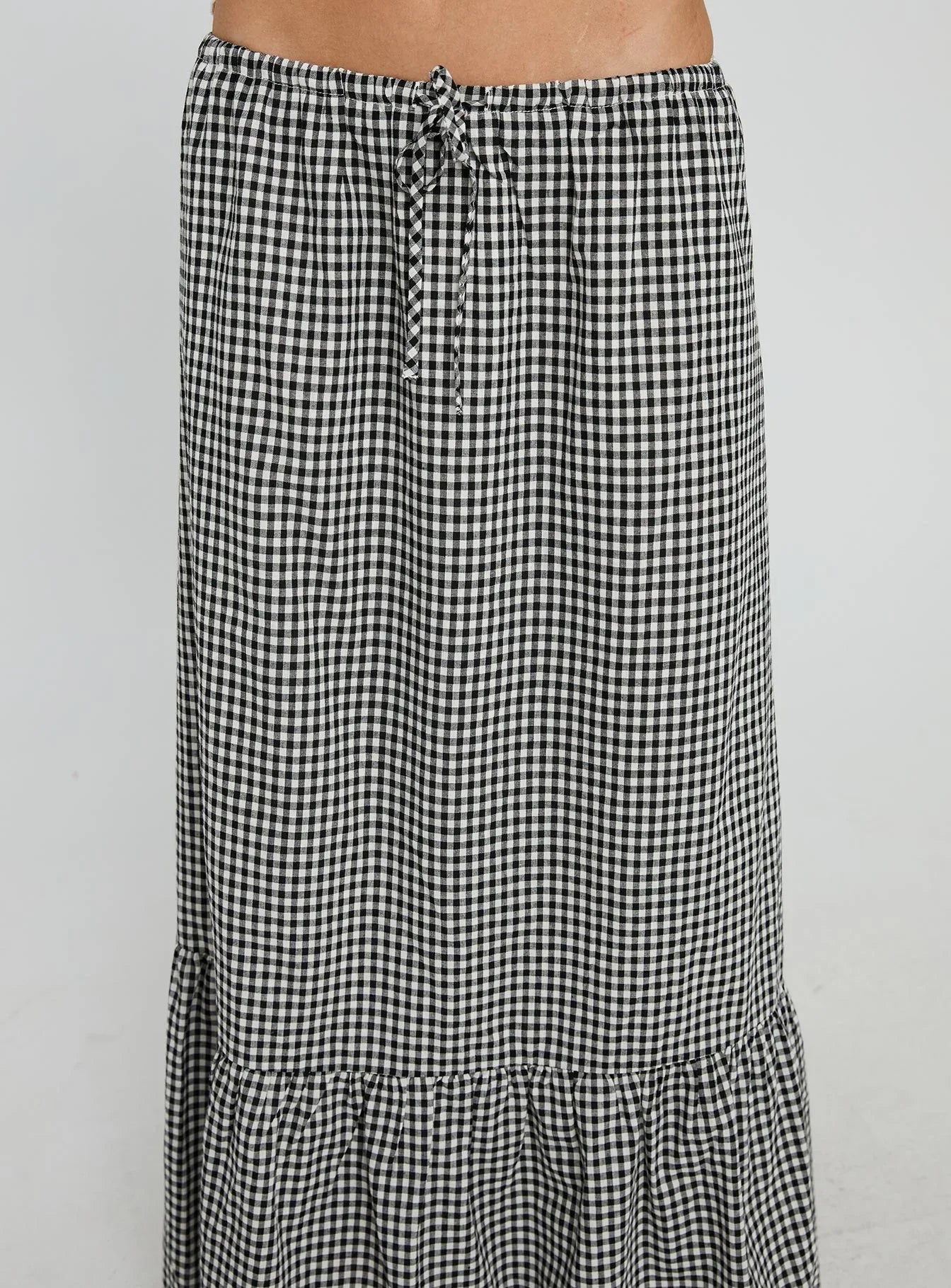 Modern Girl Maxi Skirt Black White Gingham