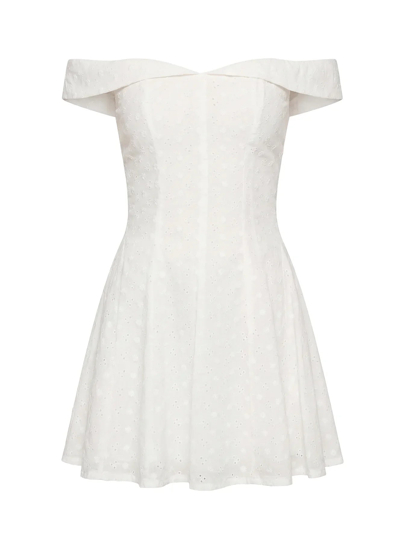 Rosebud Broderie Off The Shoulder Mini Dress White