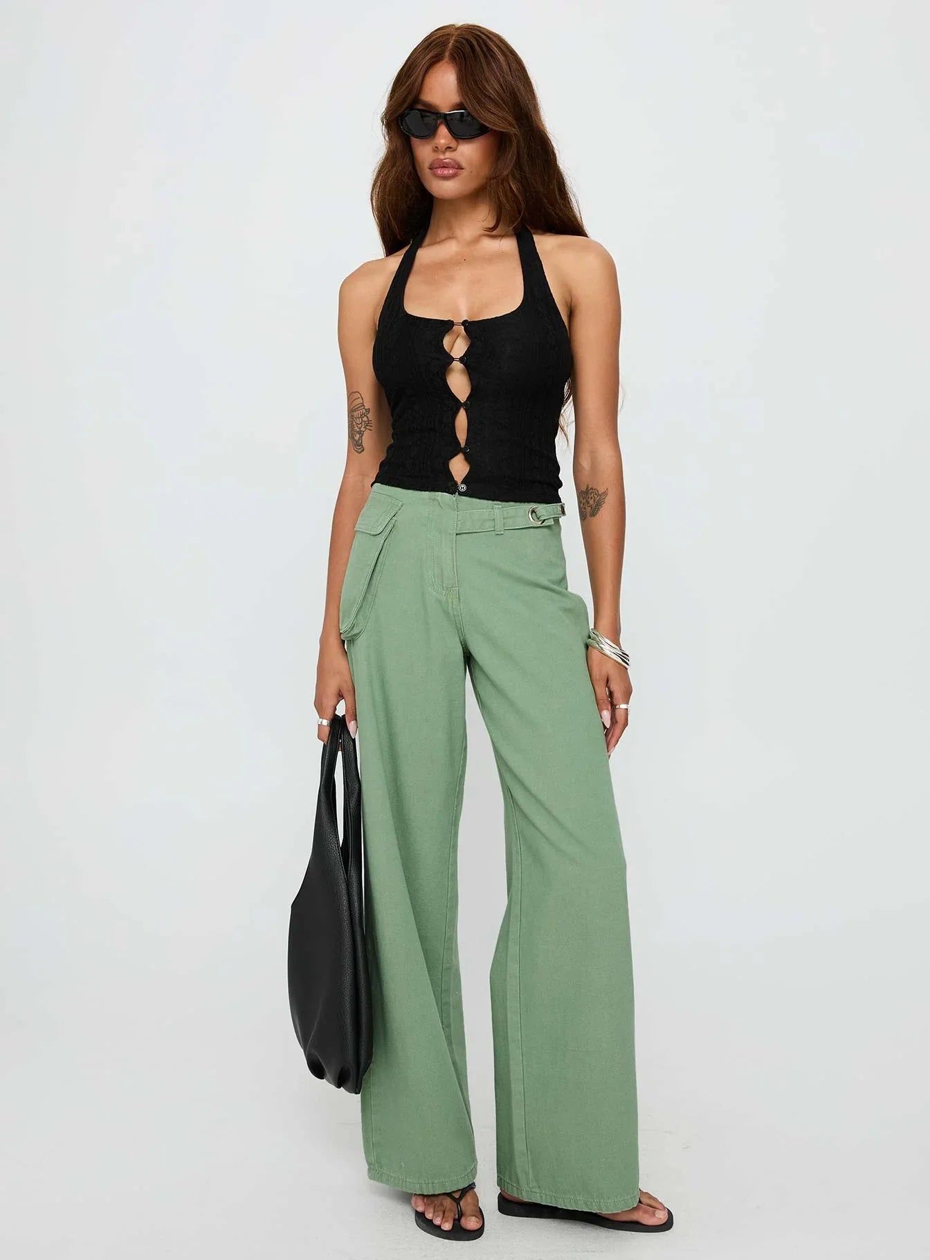 Just Talk Button Up Top Black