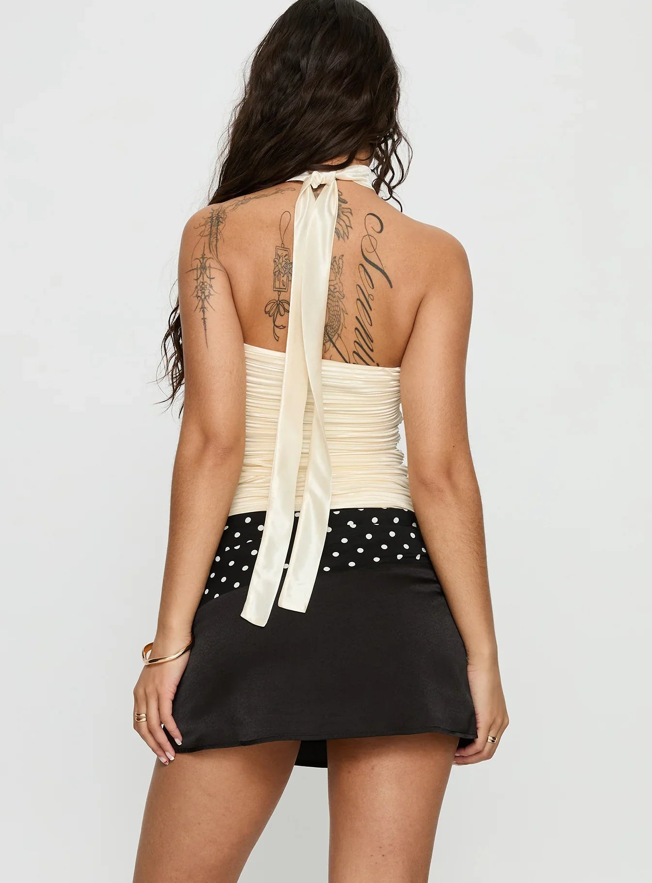 Savour it Contrast Mini Skirt Black Polka Dot