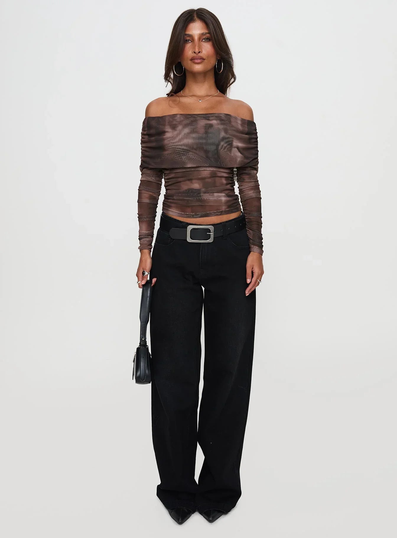 Good Taste Off Shoulder Long Sleeve Top Multi