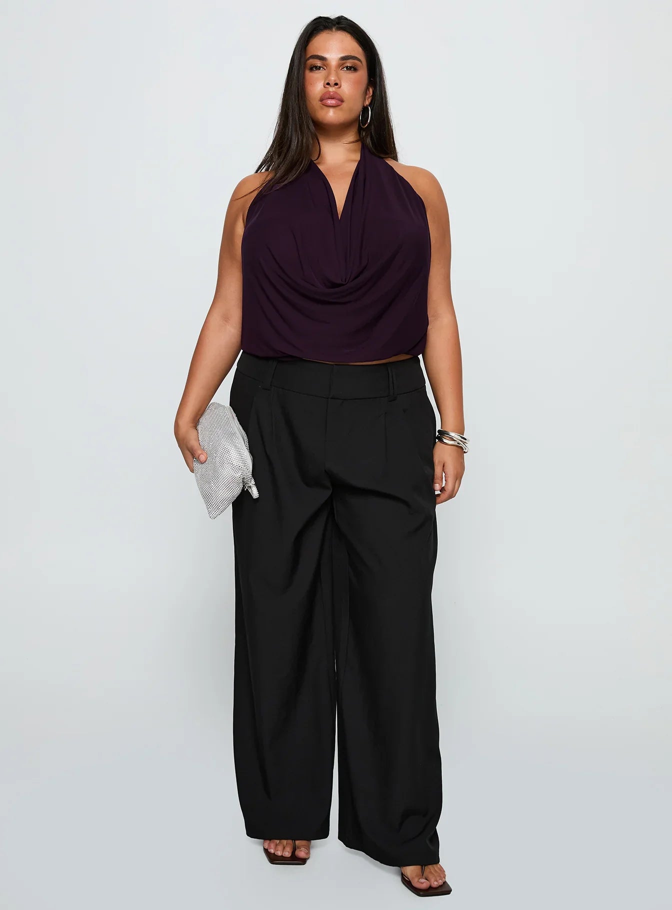 Carefree Days Cowl Neck Top Purple Curve