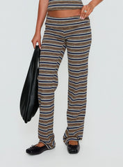 Manolo Foldover Pants Brown Grey Stripe