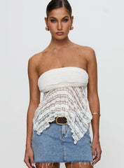 You Were Right Strapless Textured Top Cream