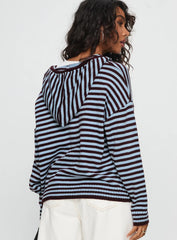 Brienna Zip Jacket Burgundy Blue Stripe