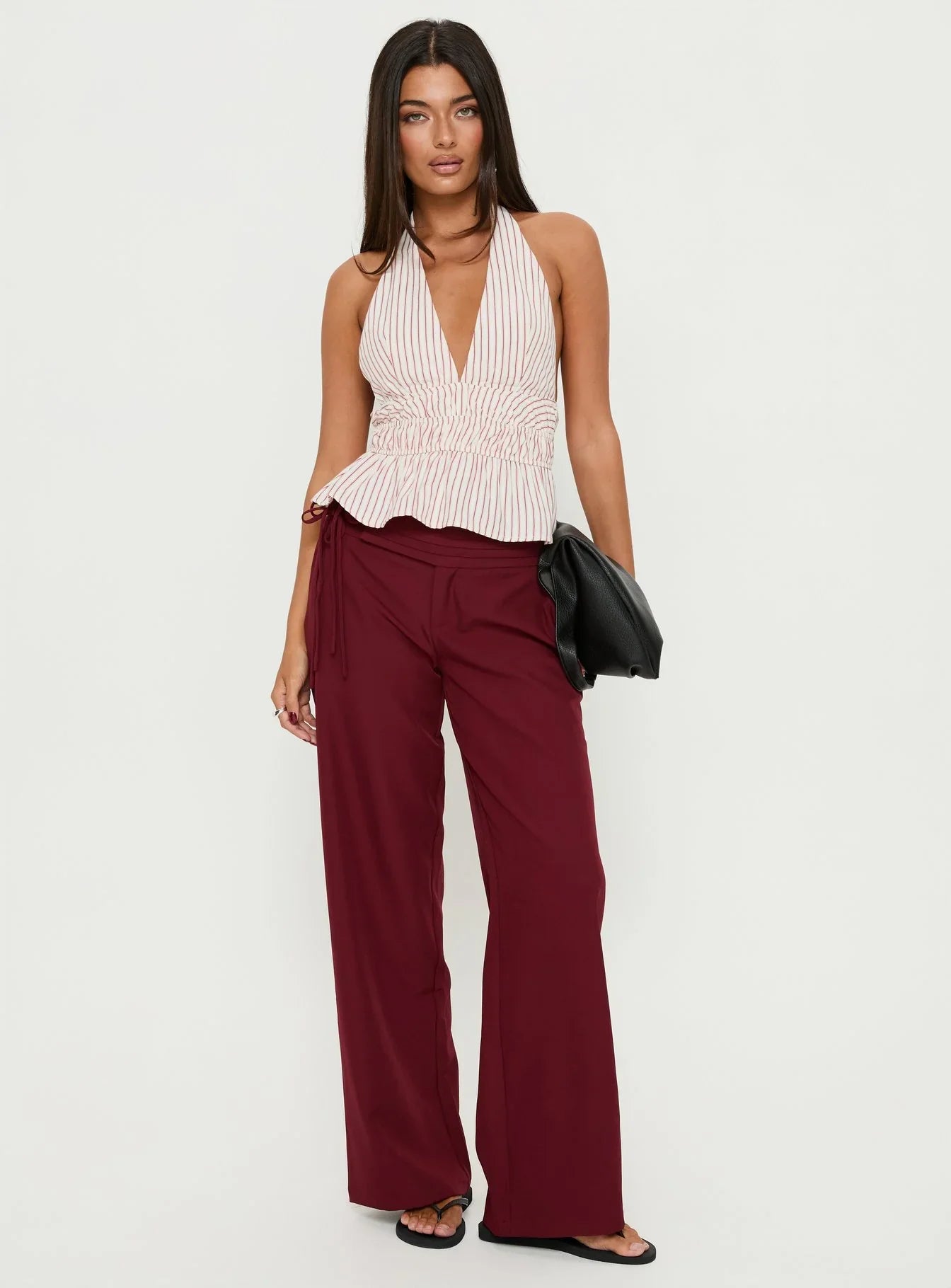 Perpetua Halter Neck Top Red White Stripe