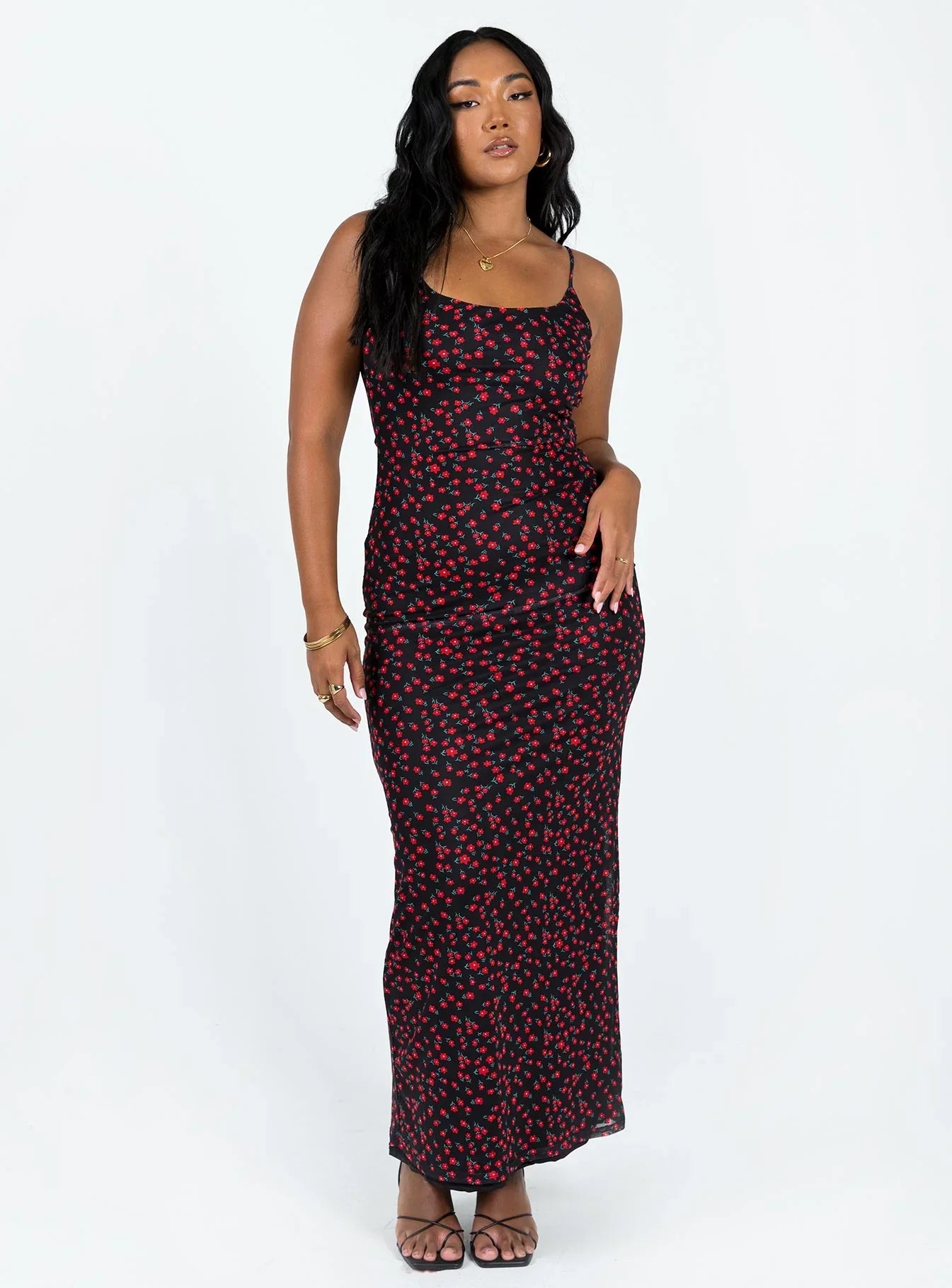 Knox Maxi Dress Black Red Floral