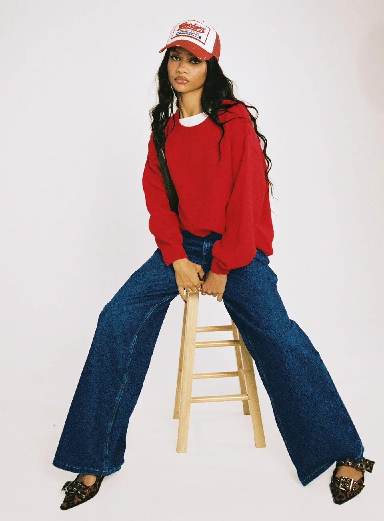 Naylor Mid Rise Wide Leg Jeans Mid Blue Denim Tall