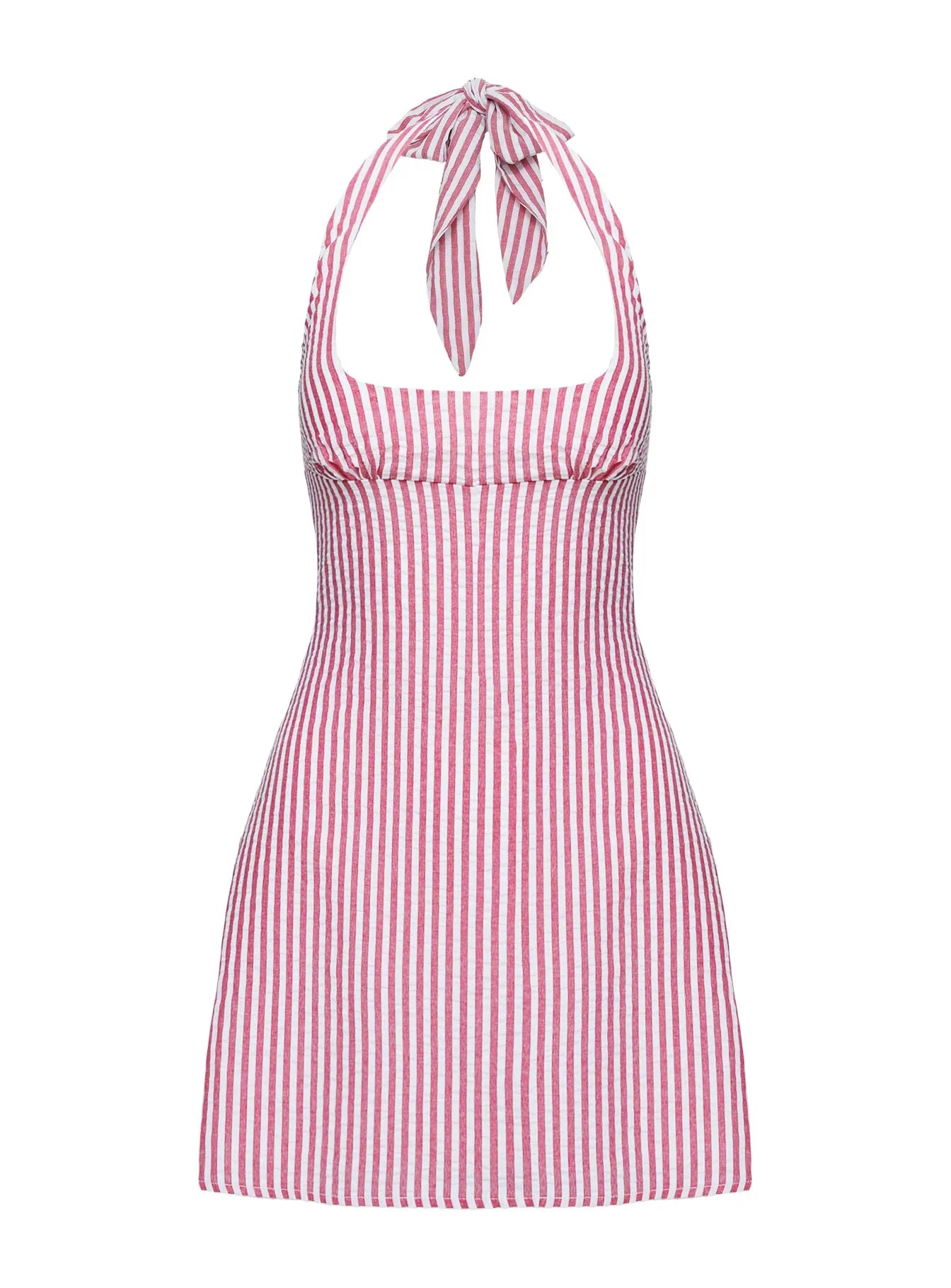 Kalico Halter Mini Dress Red White Stripe