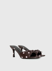 Etiquette Peep Toe Heels Brown Pink Polka