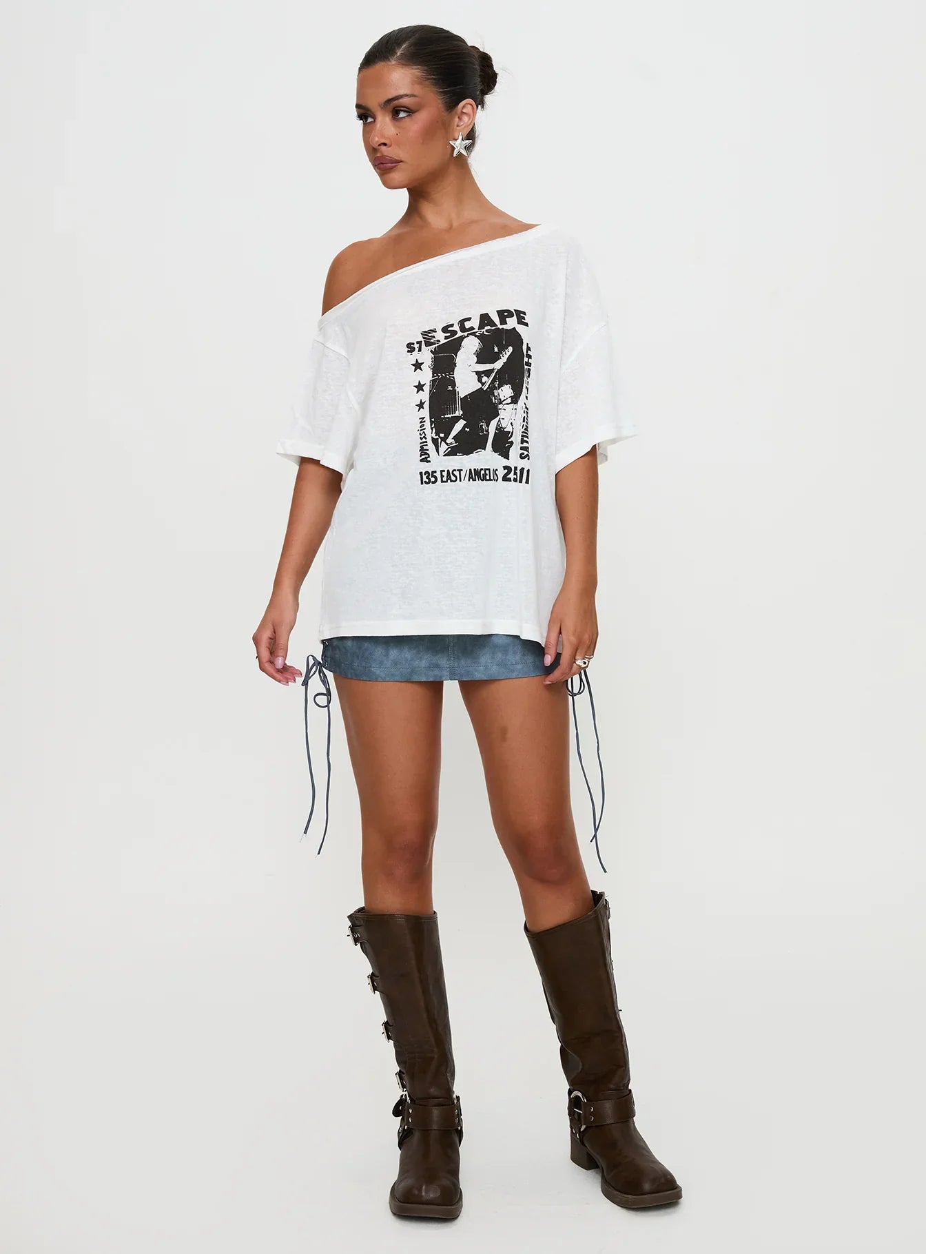 Kippa Off The Shoulder Tee White