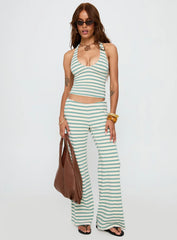 Anora Halter Wide Leg Set Blue White Stripe
