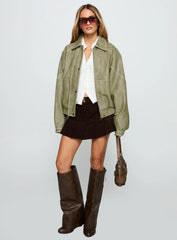 Jaxton Faux Leather Jacket Taupe