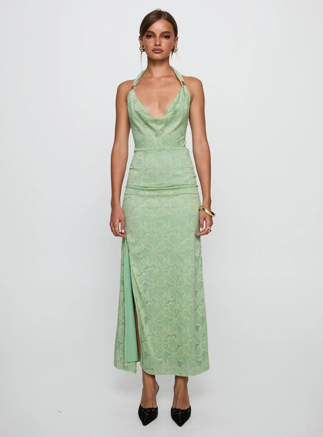 Starfall Halter Maxi Dress Sage