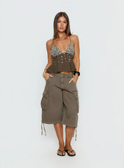 Vinton Button Detail Cami Top Mocha