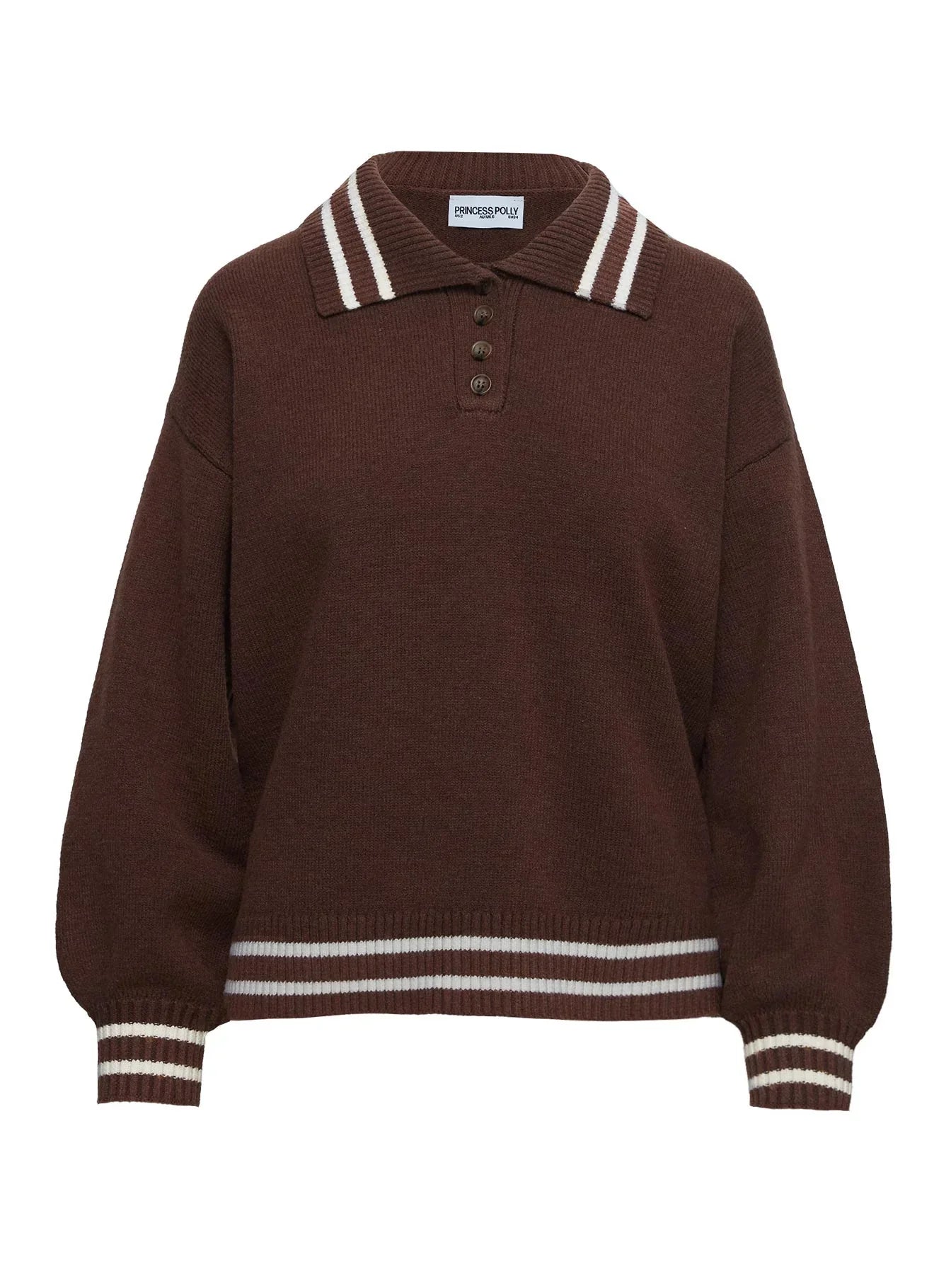 Square One Collared Jumper Brown Cream