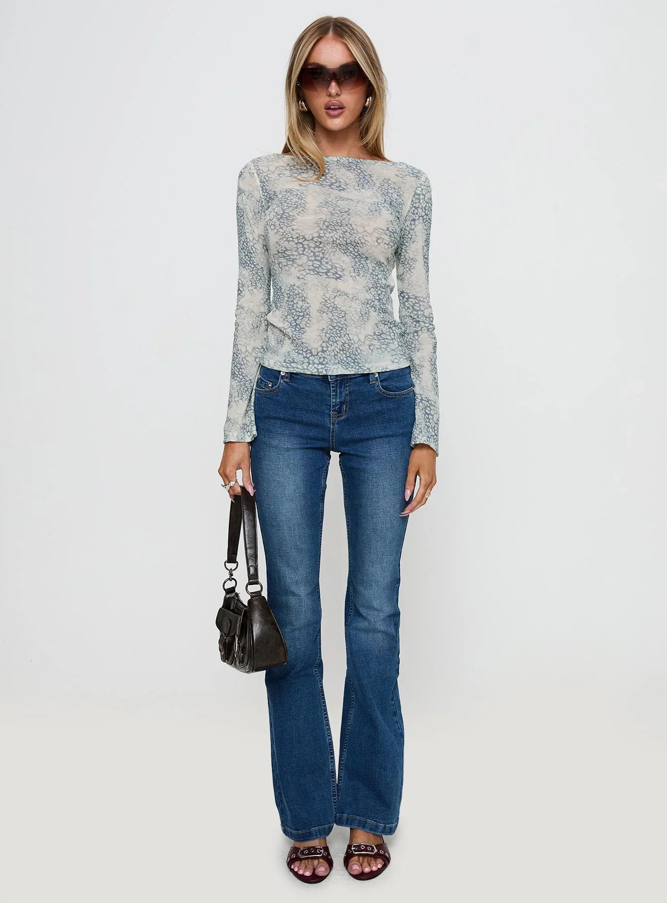 Let It Happen Boat Neck Long Sleeve Top Leopard