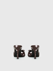 Etiquette Peep Toe Heels Brown Pink Polka