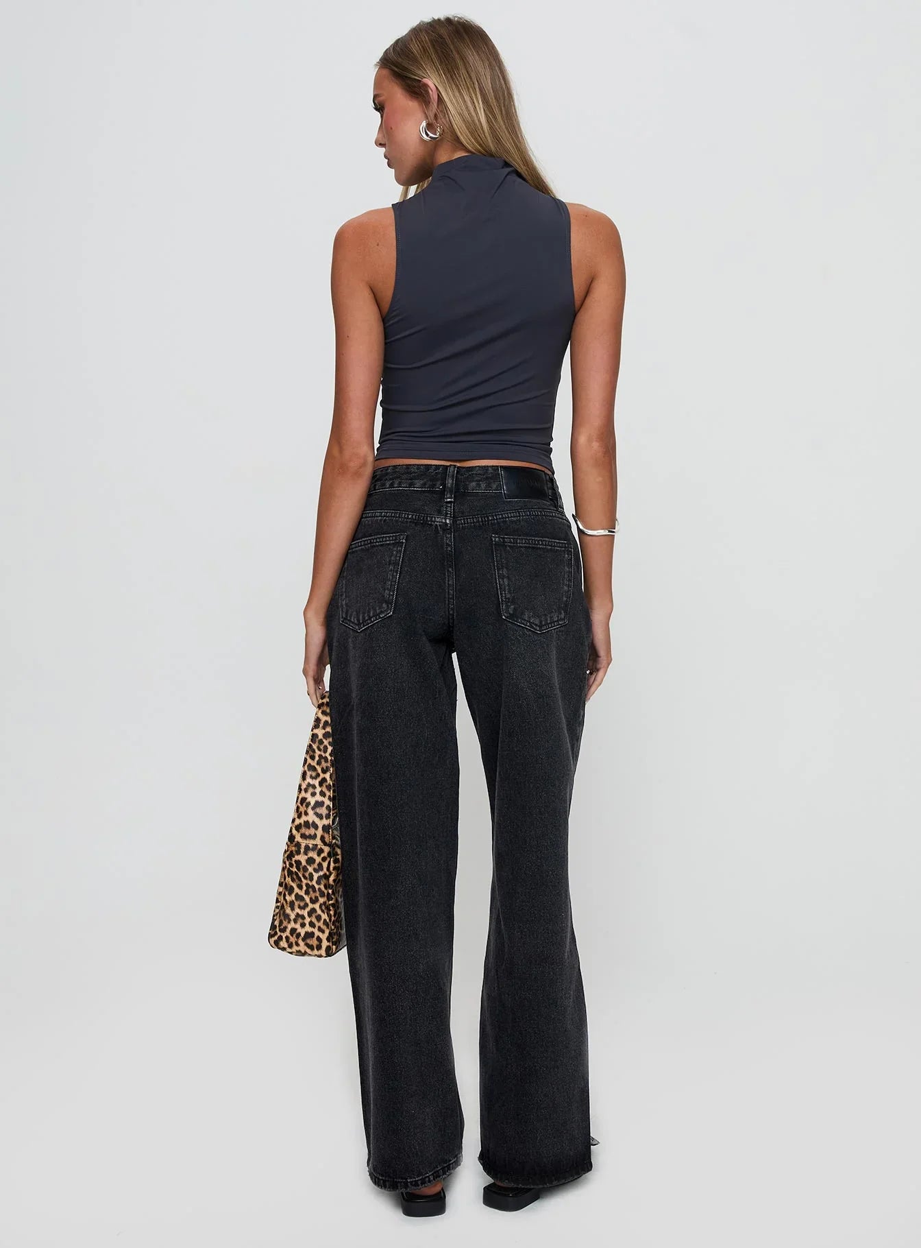 Serenitia Mid Rise Straight Leg Jeans Washed Black Tall