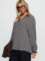 Rigbys Collared Jumper Brown Blue Stripe