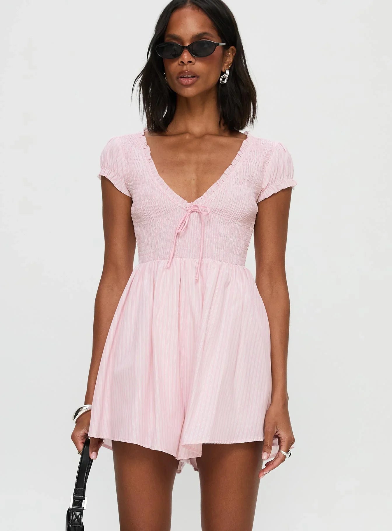Wescott Stripe Playsuit Pink White