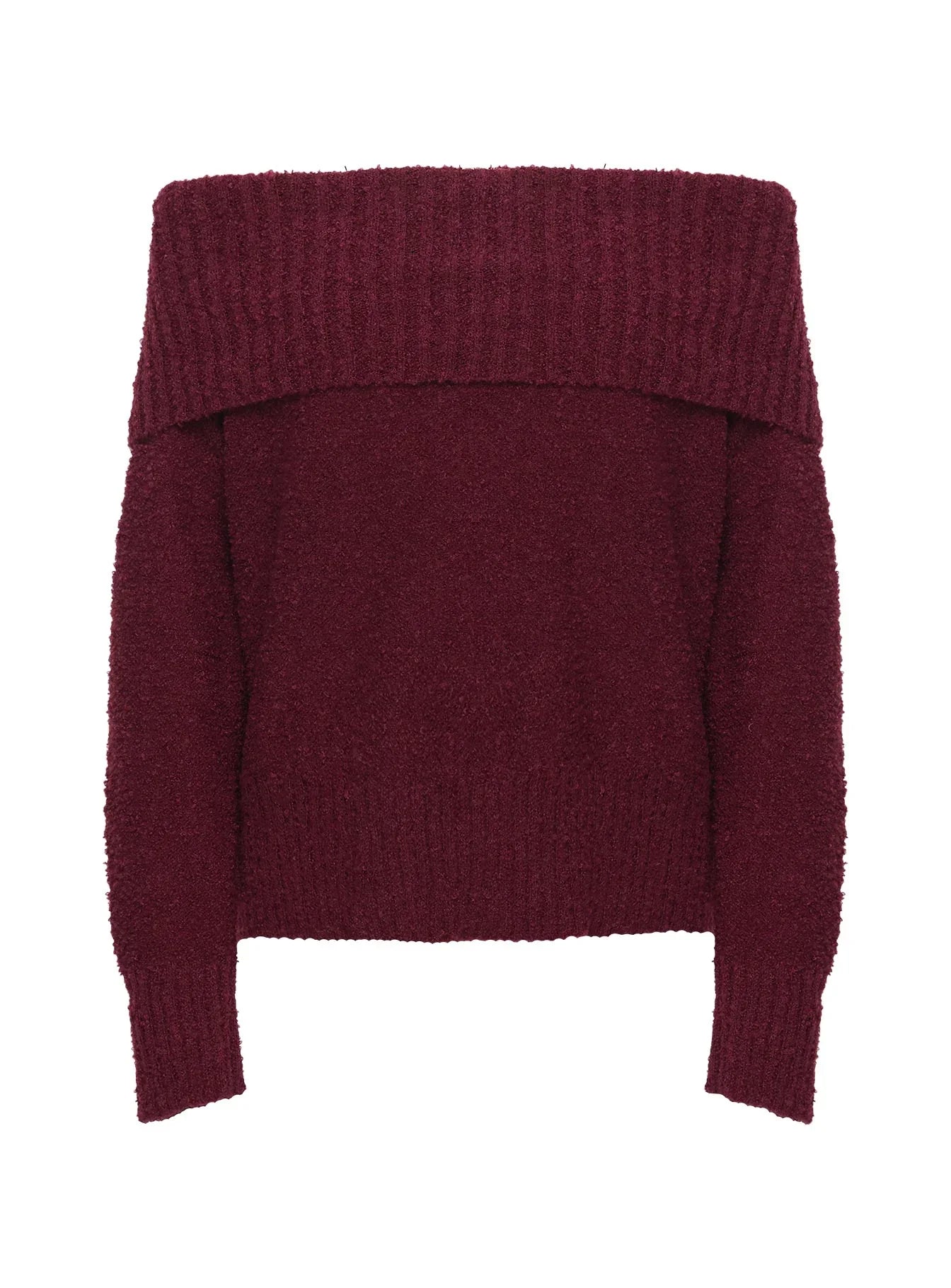 Parkley Boucle Off The Shoulder Sweater Burgundy