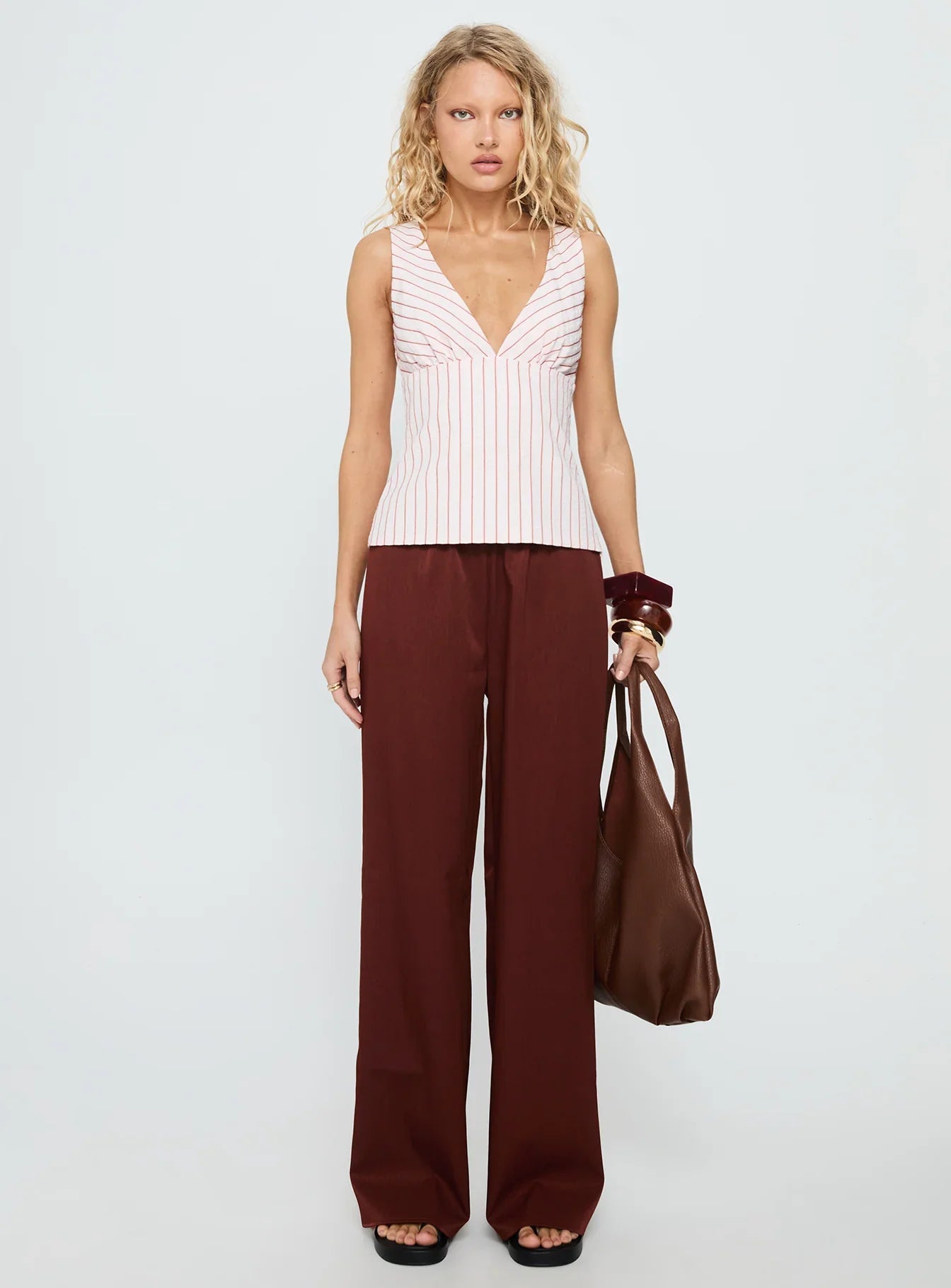 Callaia Plunge Cami Top Pink Stripe