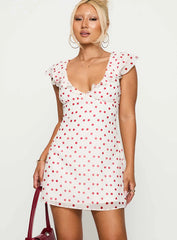 I Guess So Mini Dress White Burgundy