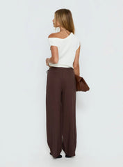 Pine For You Bead Detail Linen Pant Brown