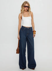 Naylor Mid Rise Wide Leg Jeans Mid Blue Denim Tall