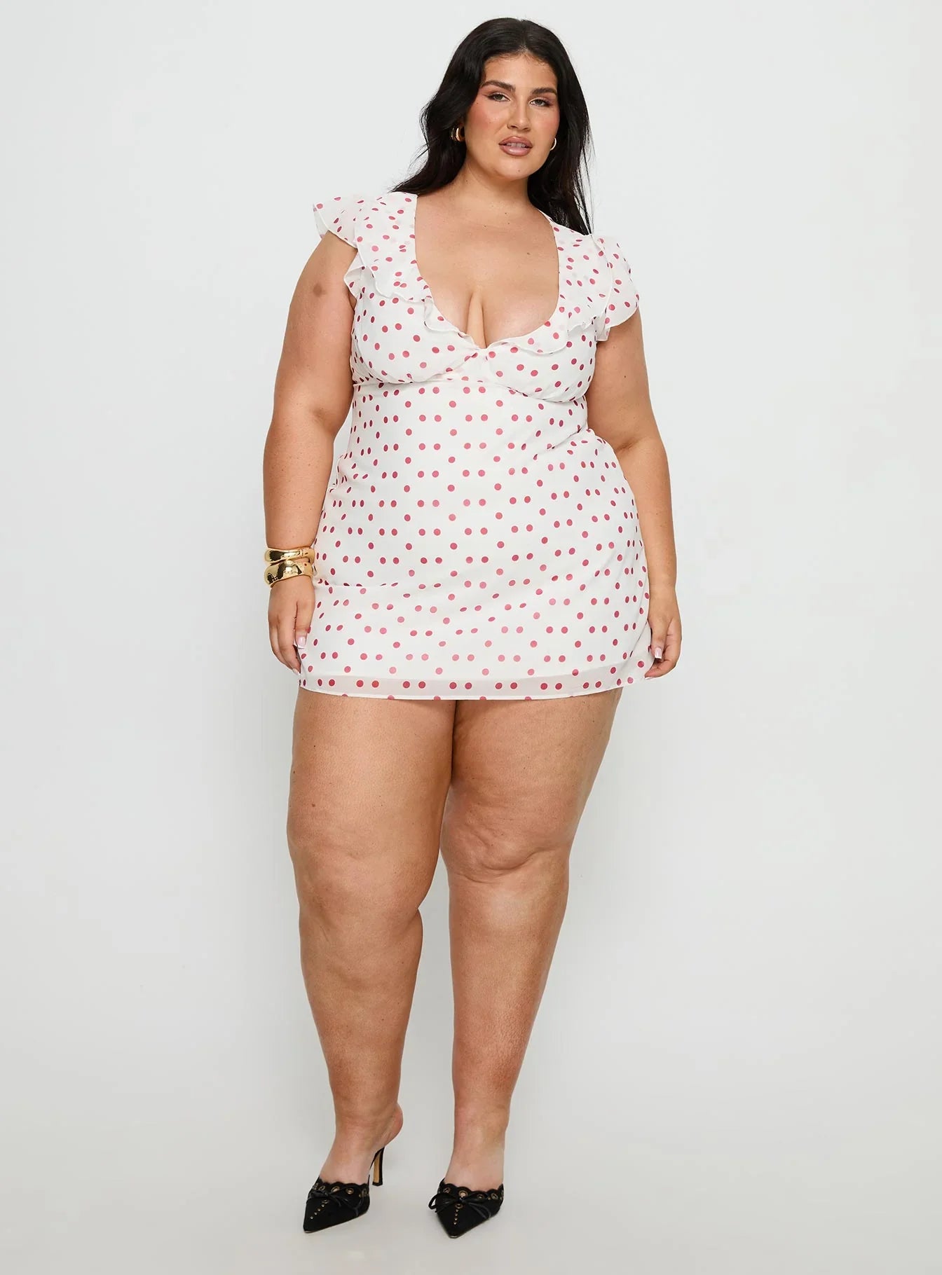 I Guess So Mini Dress White Burgundy Curve