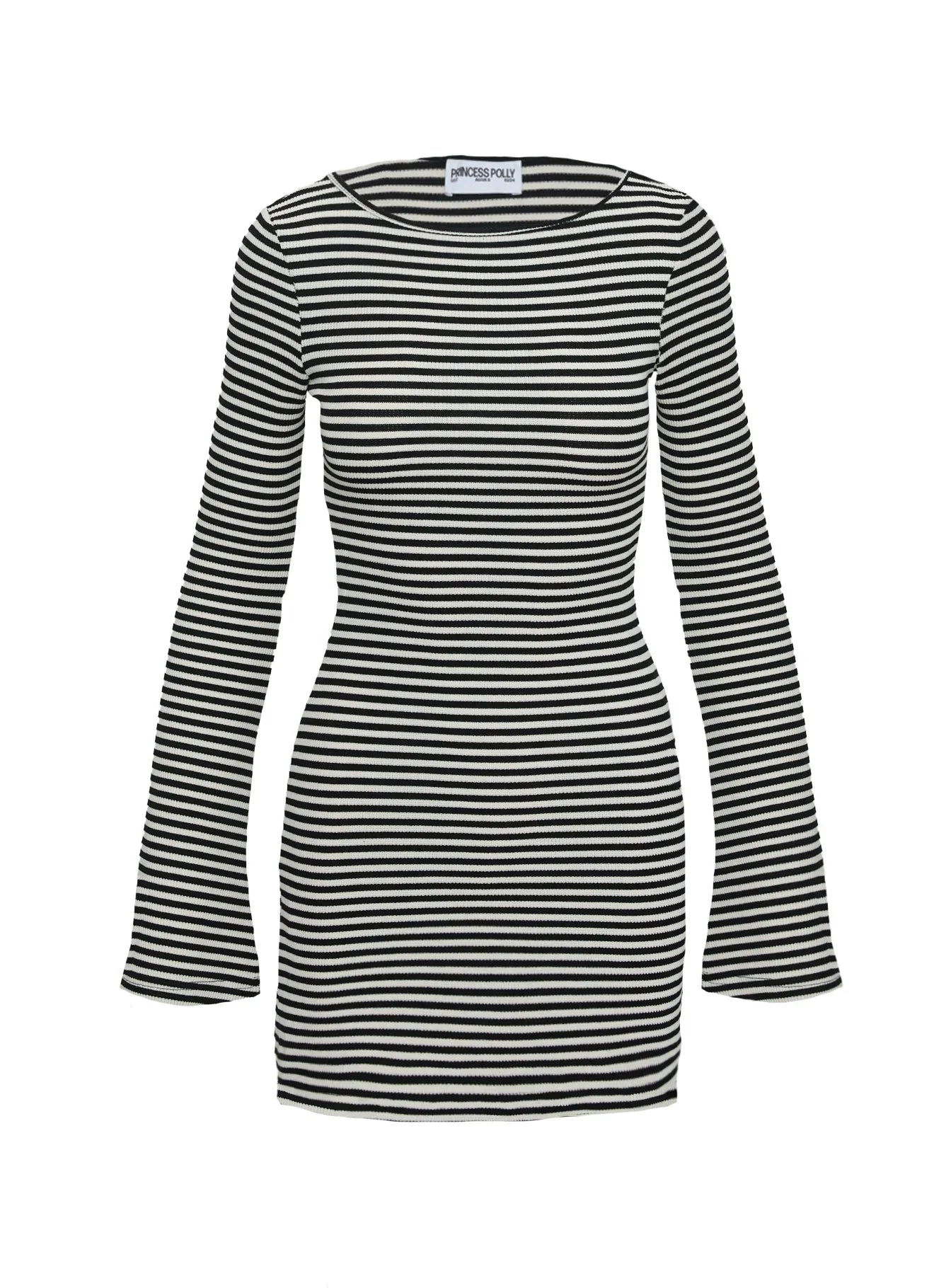 Bryanna Long Sleeve Mini Dress Black White
