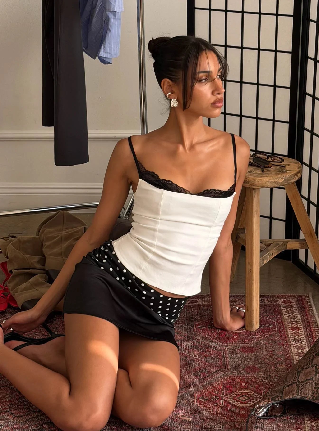 Renaissance Corset Lace Top White Black