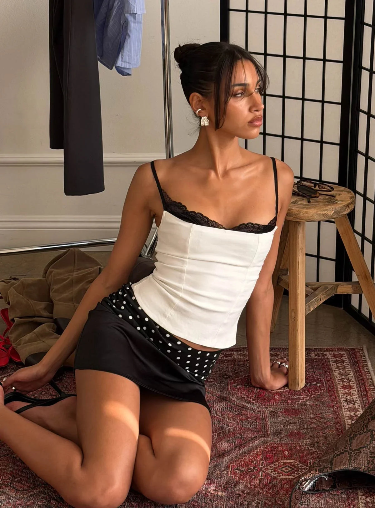 Renaissance Corset Lace Top White Black