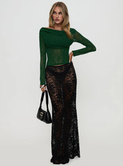 Watch The Sunset Off Shoulder Long Sleeve Top Green