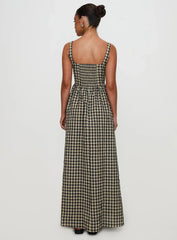 Cartmel Check Maxi Dress Black Cream
