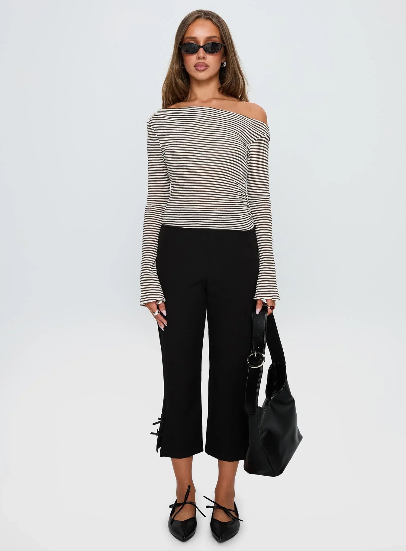 Synergies Long Sleeve Top Brown White Stripe