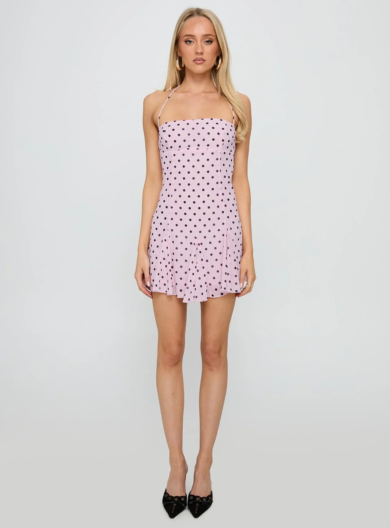 Delamere Mini Dress Pink Black Polka Dot