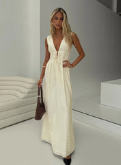 Pokey Maxi Dress Cream Polka Dot