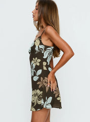 Jaye Mini Dress Brown Blue Floral