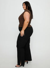 Kortnee Eyelet Detail Flare Leg Pants Black Curve