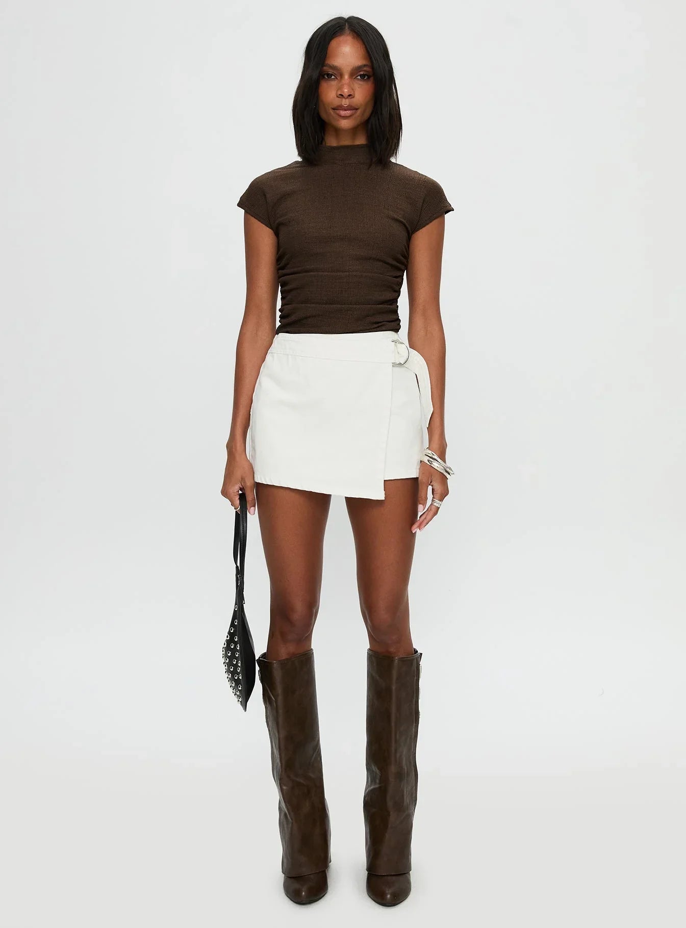 Elinora Wrap Mini Skirt White
