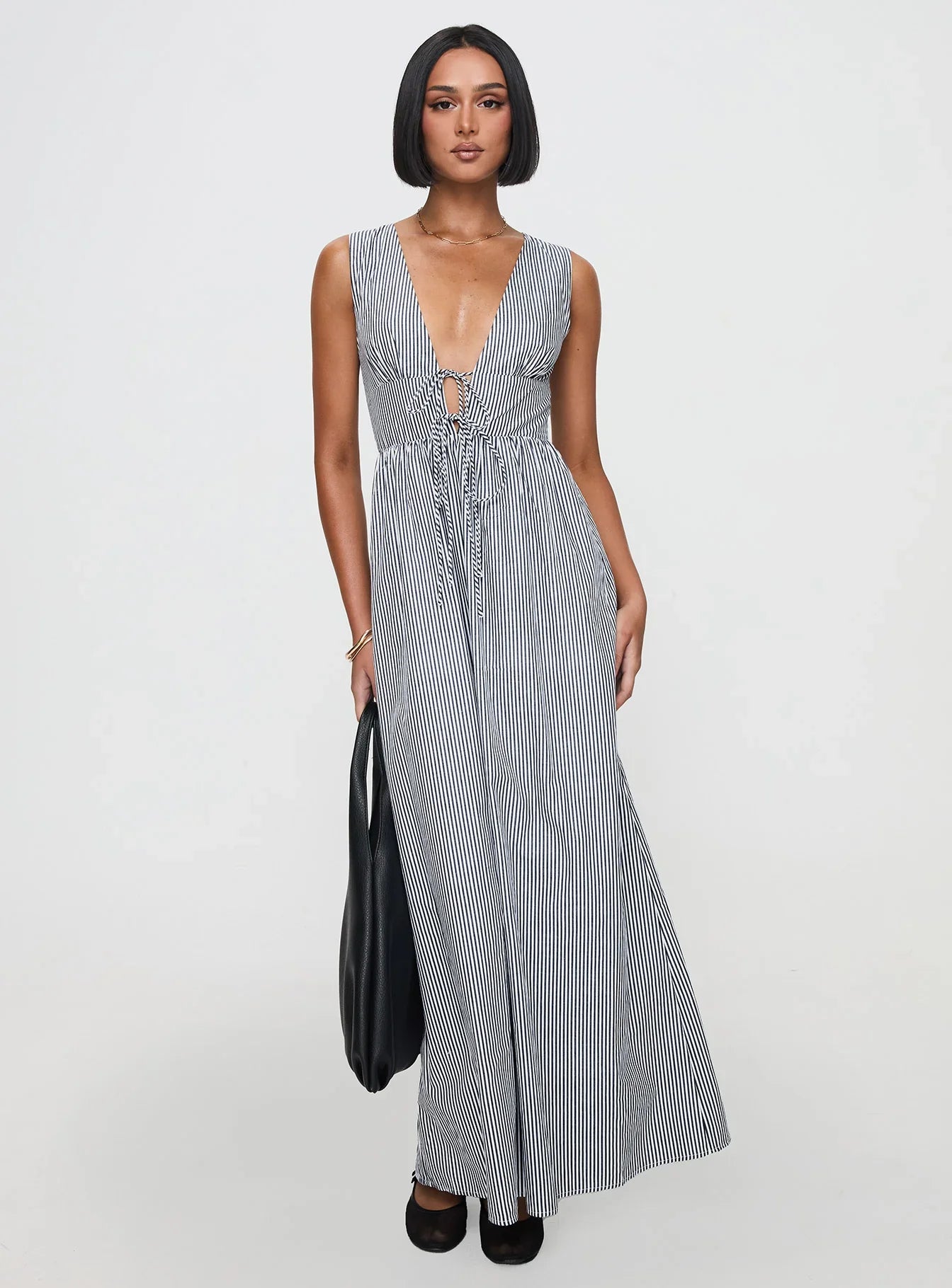 Pokey Maxi Dress Black White Stripe