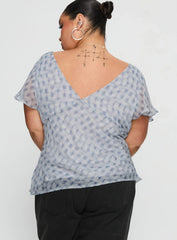 My Last Love Top Blue Check Curve