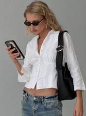 Taelynn 3 4 Sleeve Button Up Shirt White