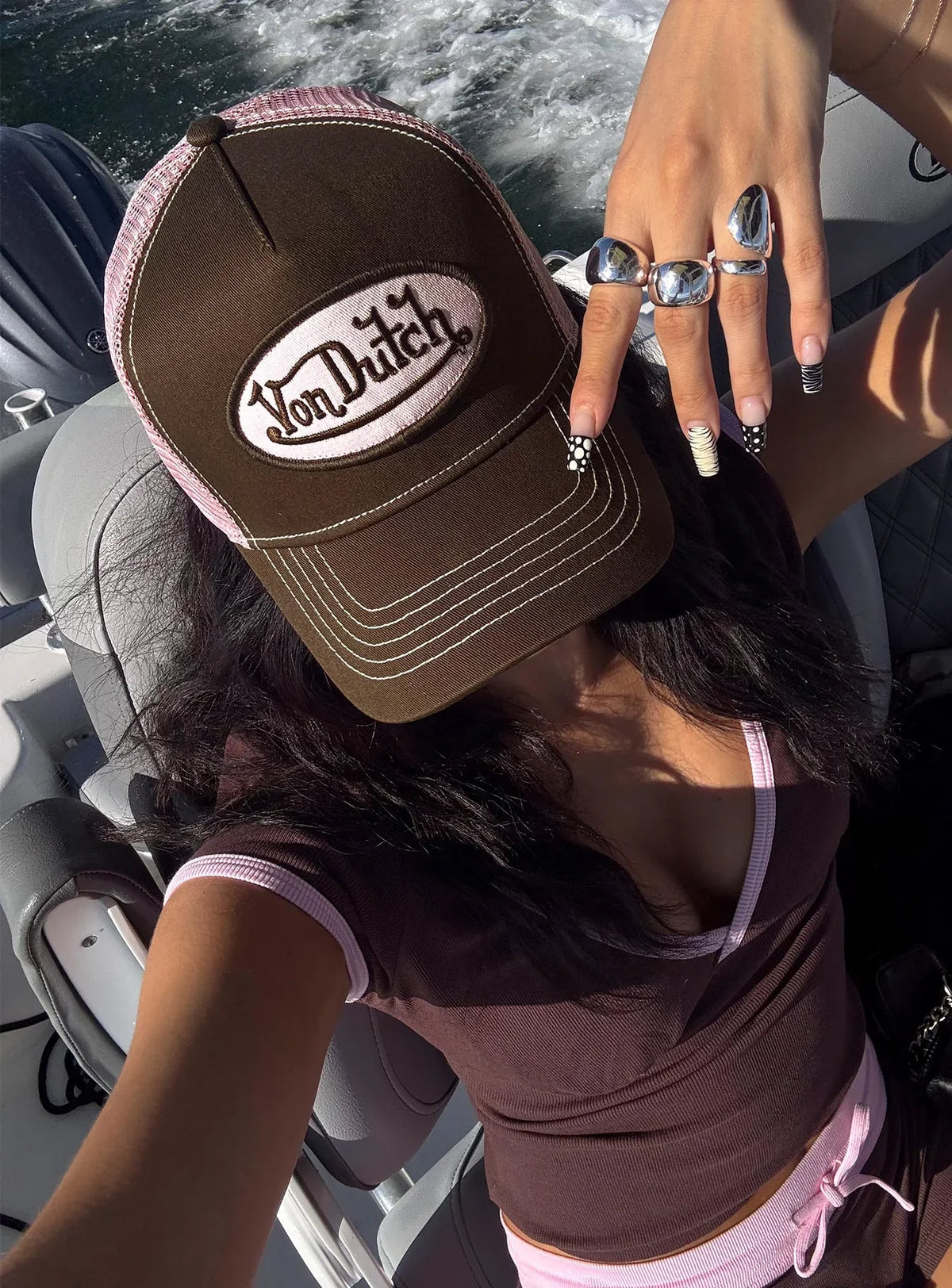Von Dutch Staple Trucker Hat Brown Pink