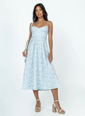 Amara Midi Dress Blue Multi