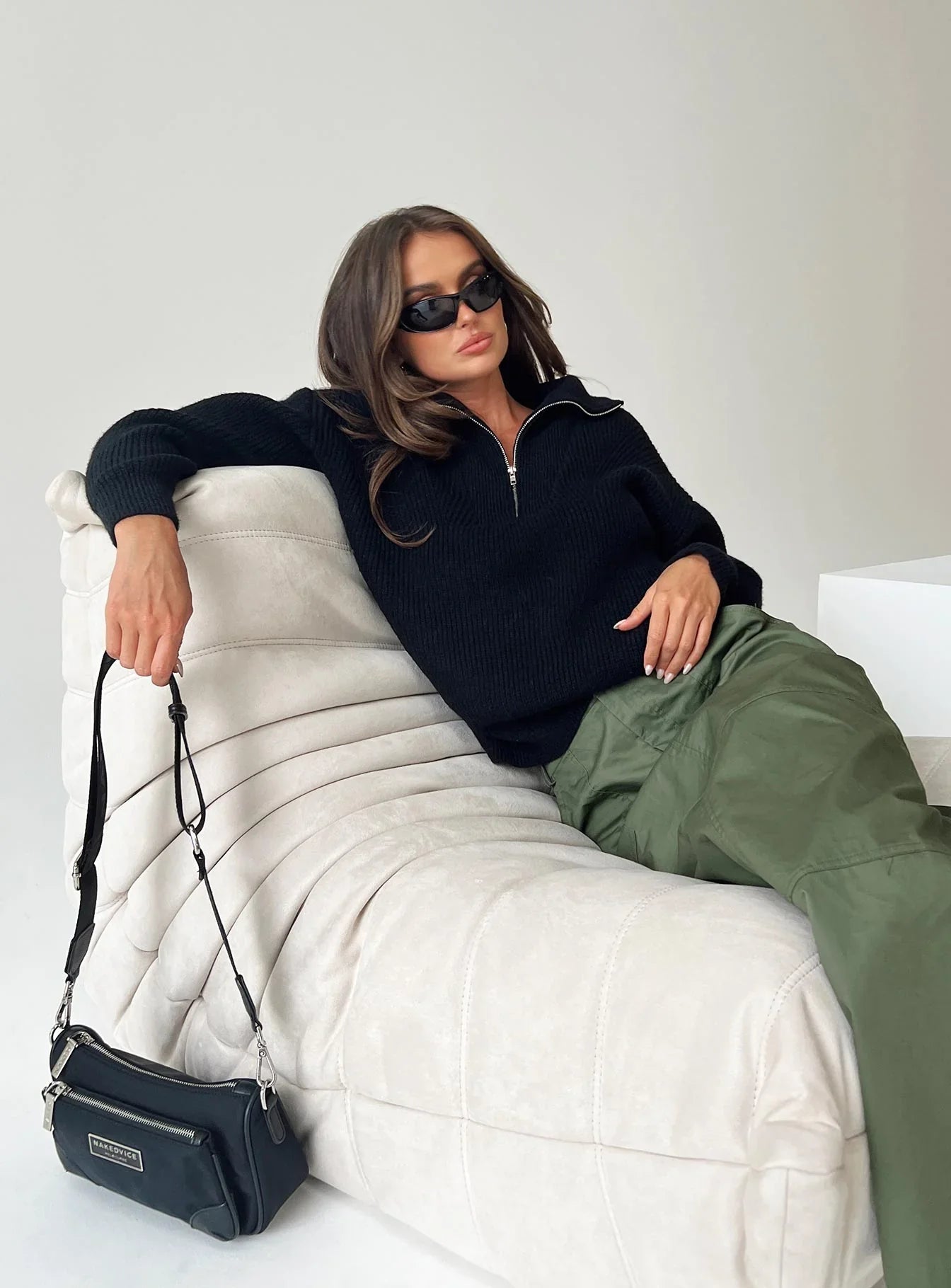 Ferry Zip Front Sweater Black Lower Impact